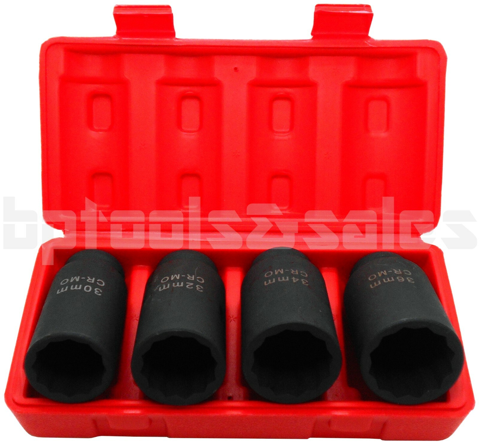 4pc 1/2″ Dr Deep Spindle Axle Nut Socket Set 12 POINT METRIC 30mm 32mm 34mm 36mm