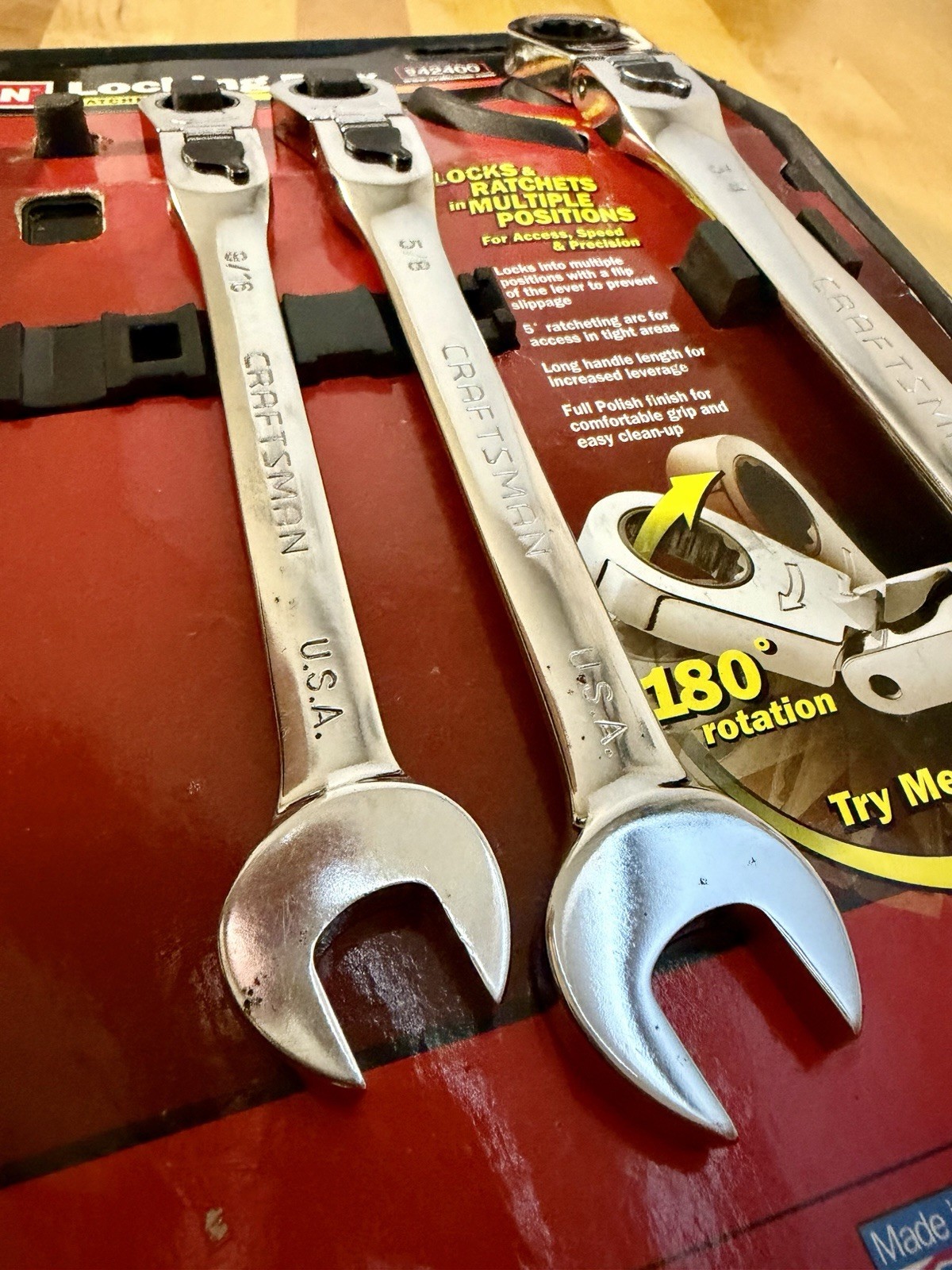 USA Craftsman Locking Flex Ratchet SAE 12PT (Set of 4)