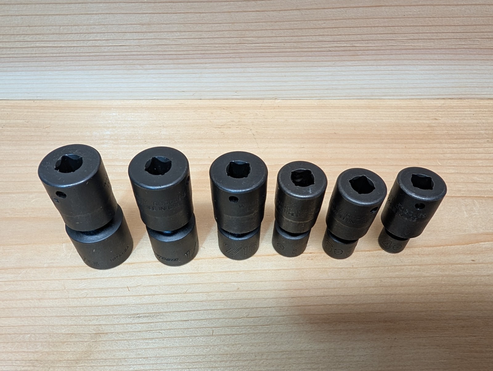 Snap On 106iptma 6 Pc SAE Shallow Swivel Impact Socket Set 1/4” Drive W/ Tray