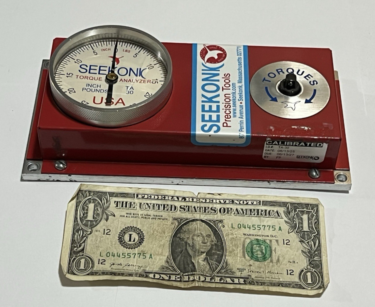 Seekonk TA-30 Torque Analyzer Gauge Precision Tool 1/4 Drive 0-30 Inch/Pounds