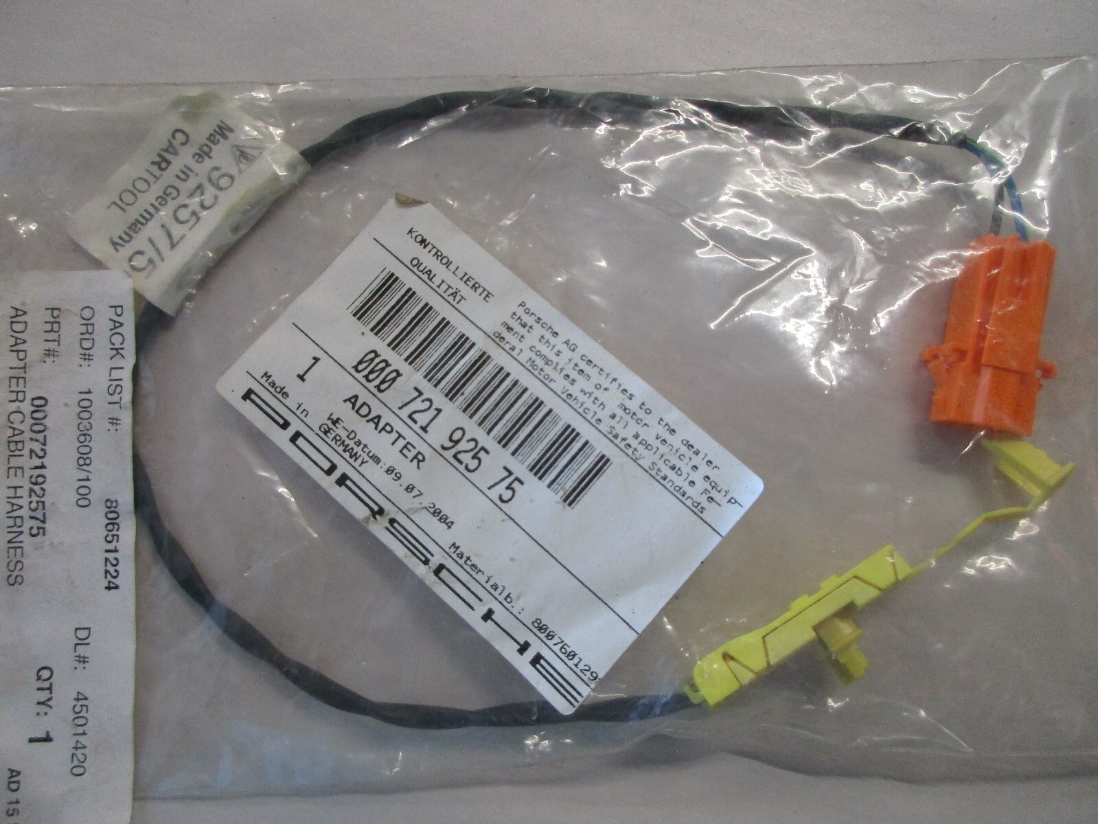 PORSCHE TOOL 9257 00072192570 SRS TEST UNIT ADAPTER CABLES AND HARNESS