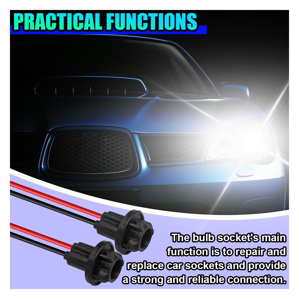 UHANBUT T10 W5W 194 Bulb Socket with Wire Pigtail, Universal LED Bulbs 4PCS