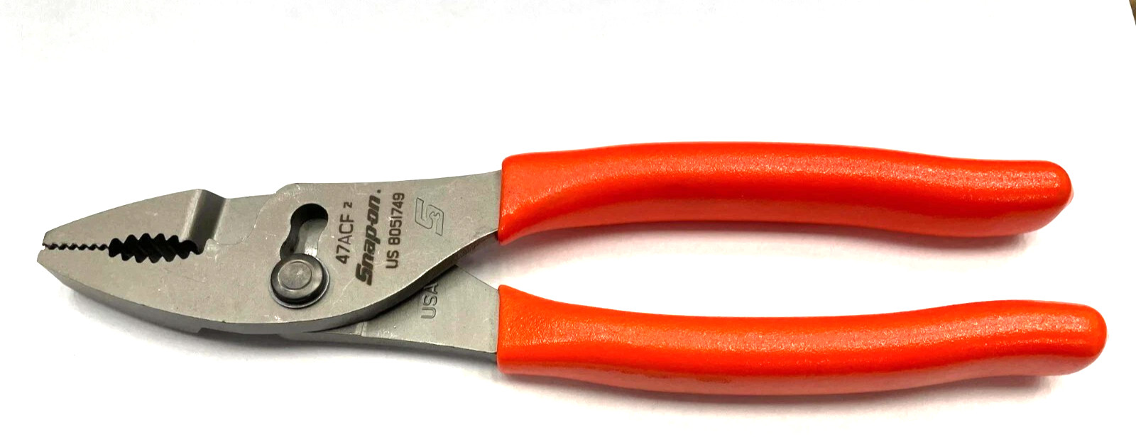 New Snap-on™ 7″ long Orange Vinyl Grip Combination Slip Joint Pliers 47ACFO