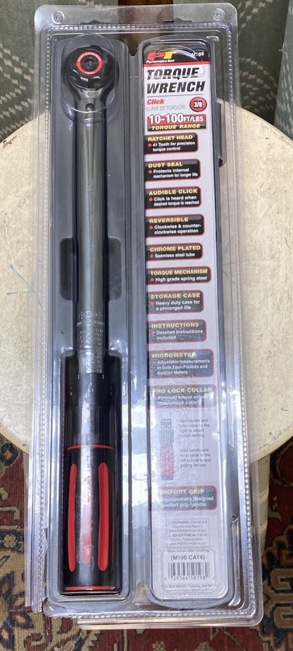 Performance Tool M196 3/8″ Dr. Torque Wrench 100 ft/lb. Ratchet Head