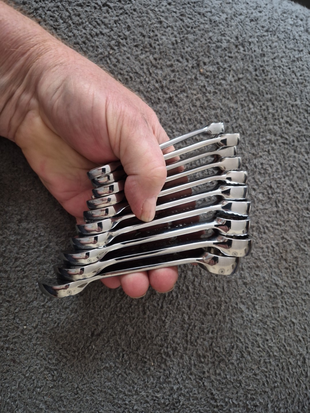 Snap-On OXIM710B 10 pc 12 Pt Metric Midget Combination Wrench Set 10mm-19mm