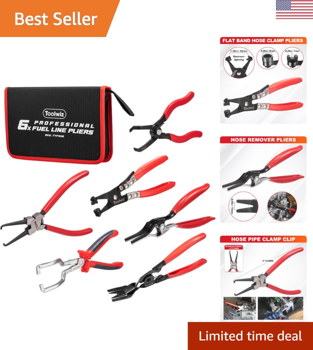 Complete 6-Piece Automotive Tool Kit: Fuel Line and Panel Removal Essentials