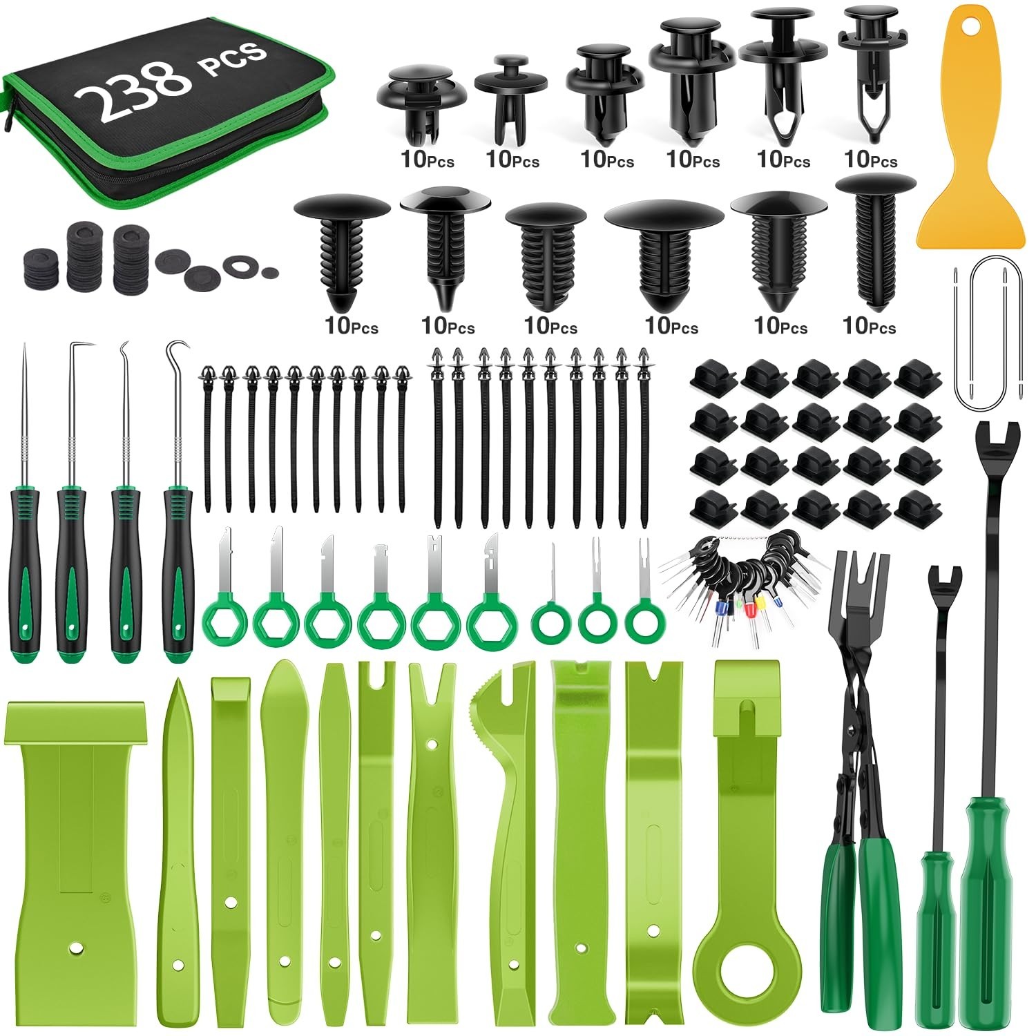 238Pcs Trim Removal Tool, Auto Push Pin Bumper Retainer Clip Set Fastener Ter…