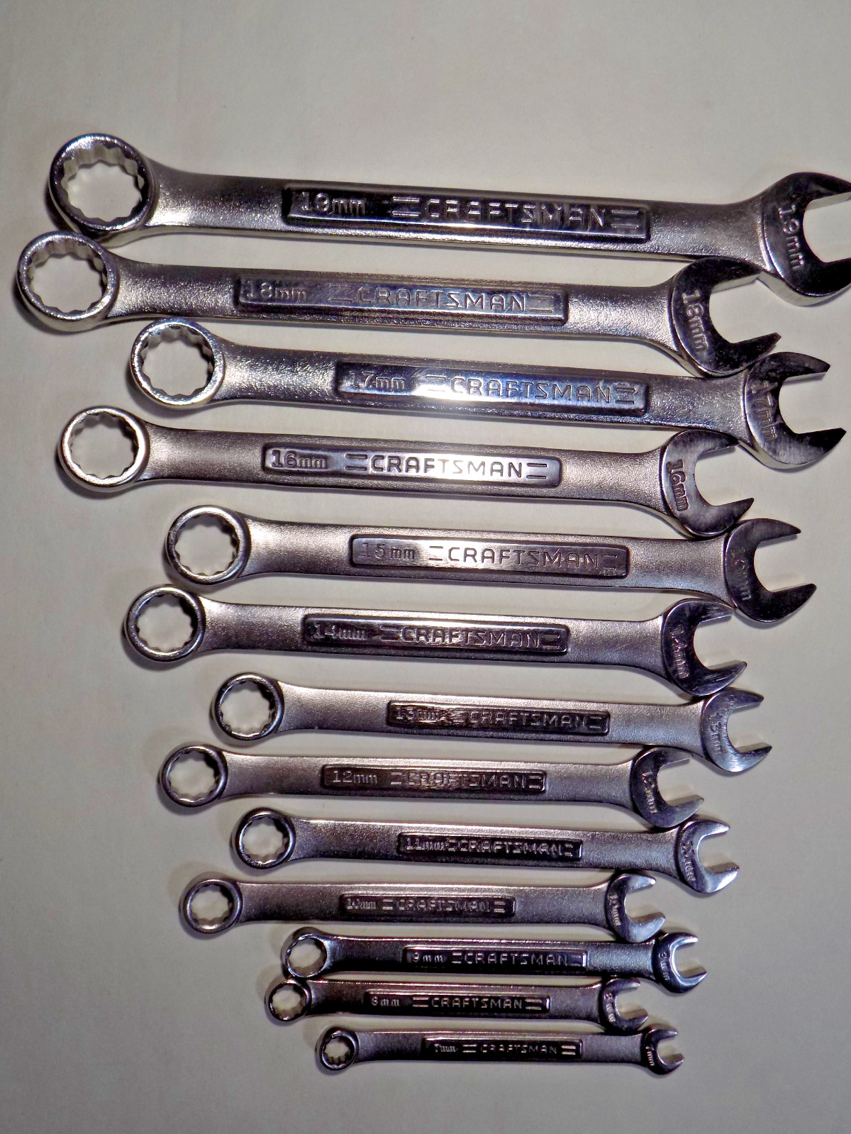A++ Near Mint 13 Pc. USA Craftsman -VA- 7-19MM Satin Finish Combo Wrench Set-A++