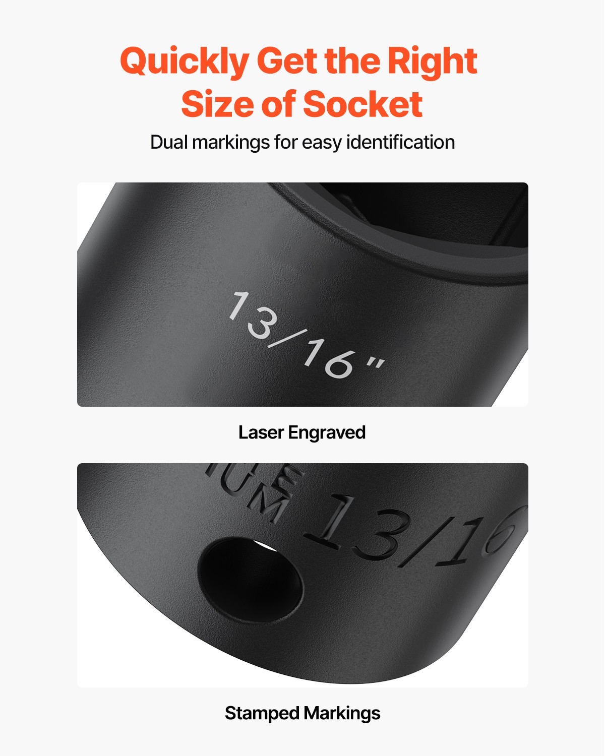 Impact Sockets Set 1/2 Inches 19 PCS 3/8» to 1-1/2» SAE 6-Point Extension Bar