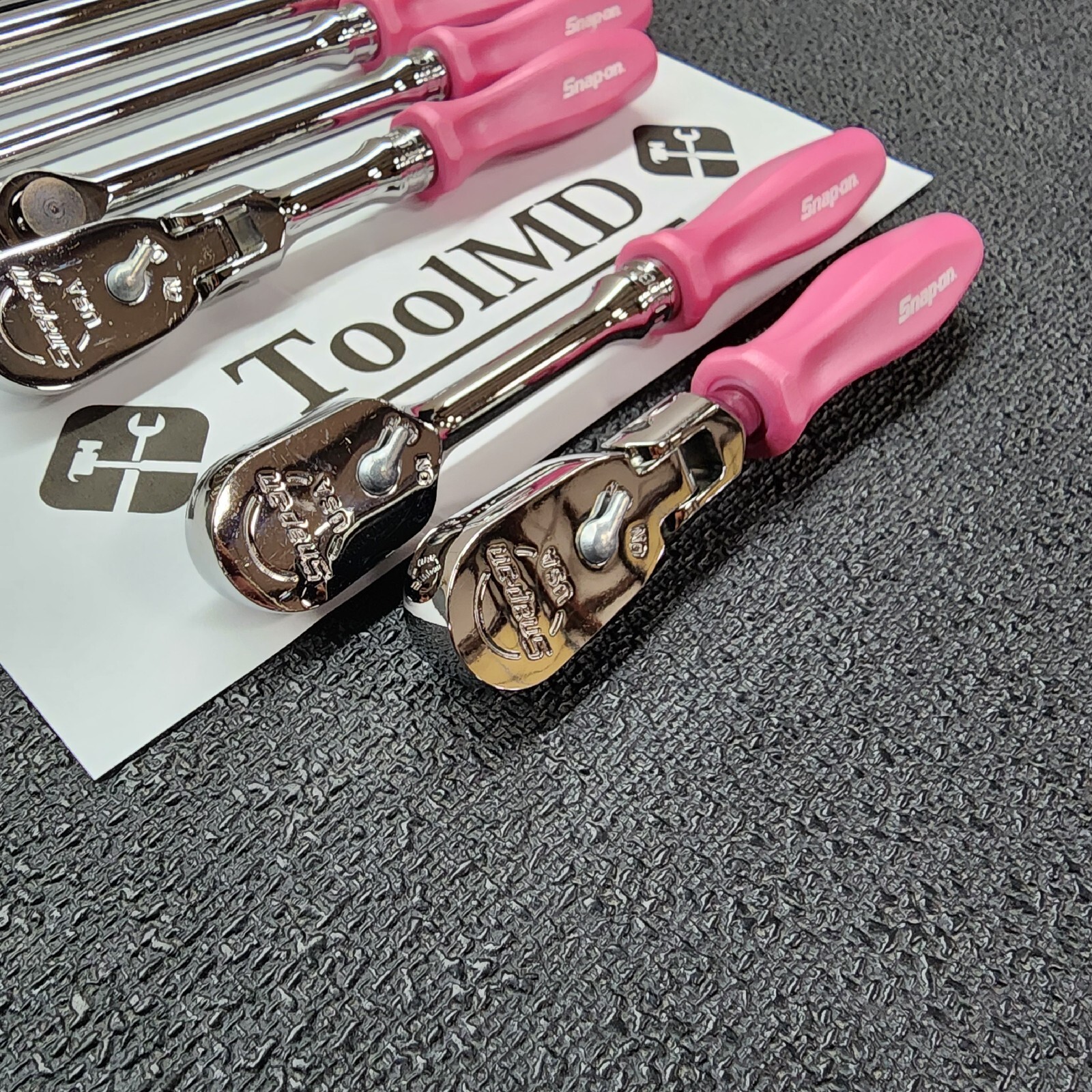 Snap-on Tools NEW 8pc PEARL PINK Hard Handle 3/8″ Drv Fixed Flex Ratchet Lot Set