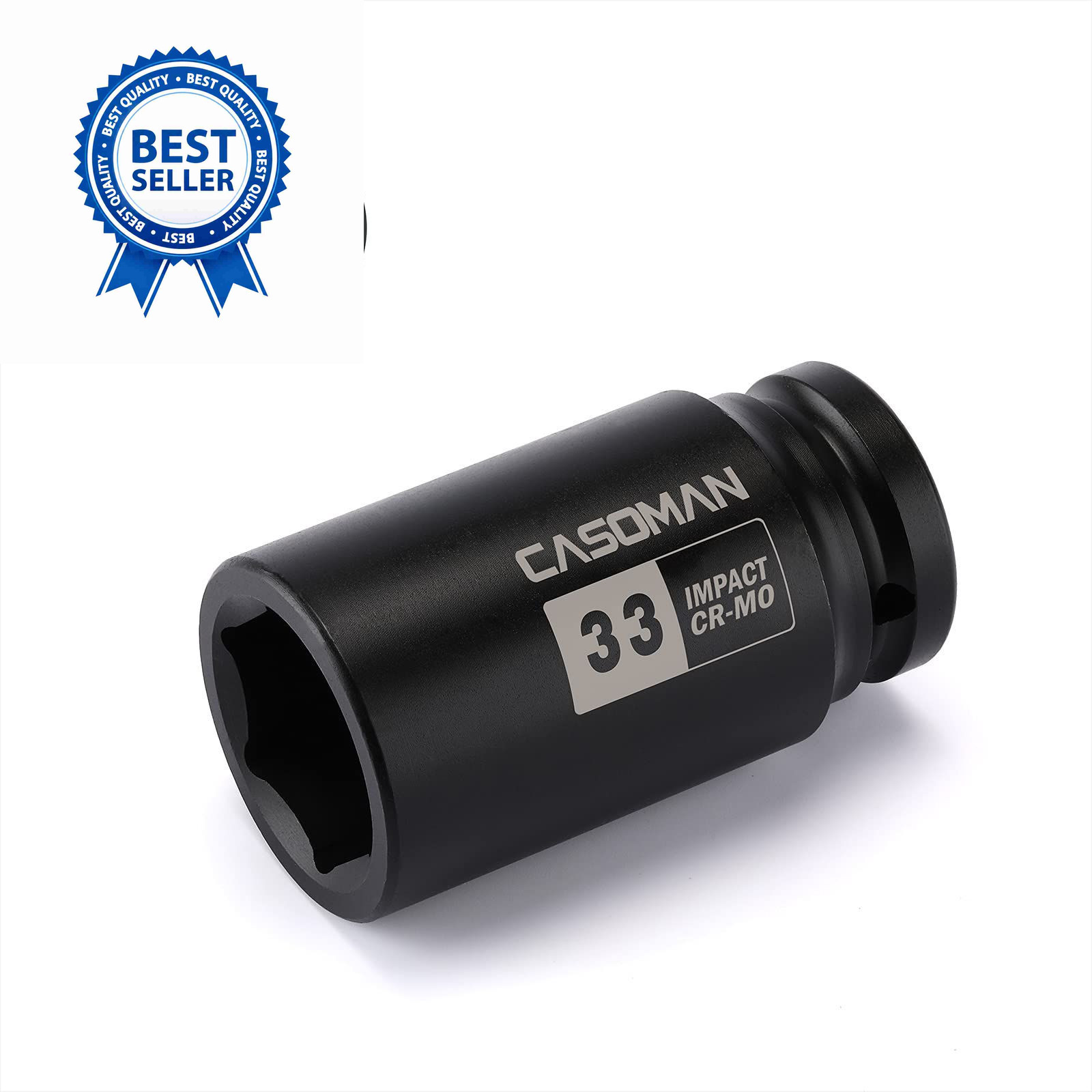 CASOMAN 3/4″ Drive x 33 mm Deep 6 PT Impact Socket, CR-MO, 3/4-inch 33mm