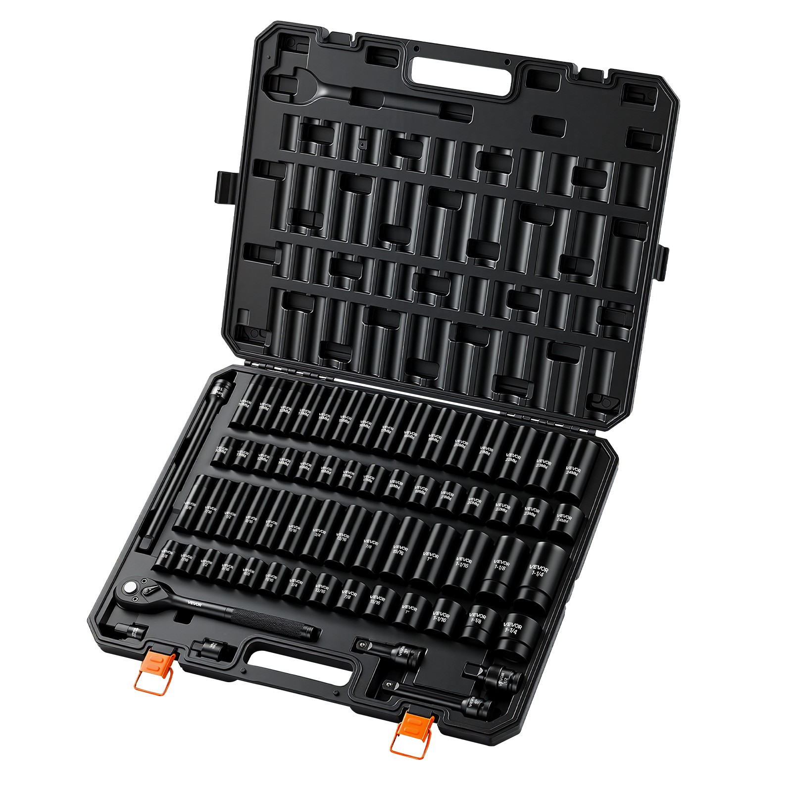 VEVOR Impact Socket Set 1/2″ Drive 65-Piece Socket Set 6-Point with Storage Case