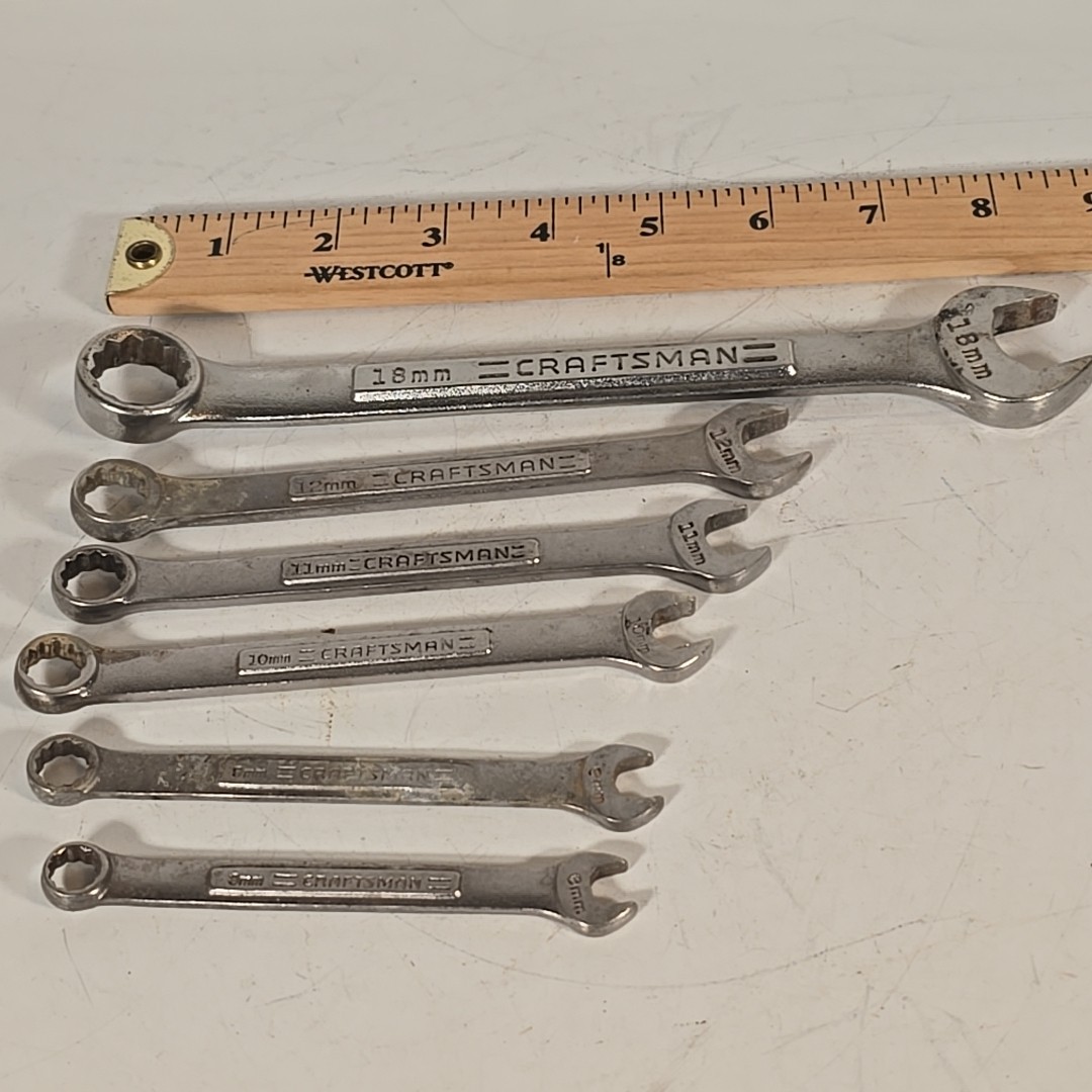 Craftsman Combination Wrench Set 6pc 42911-42916 8mm 9mm 10mm 11mm 12mm & 18mm