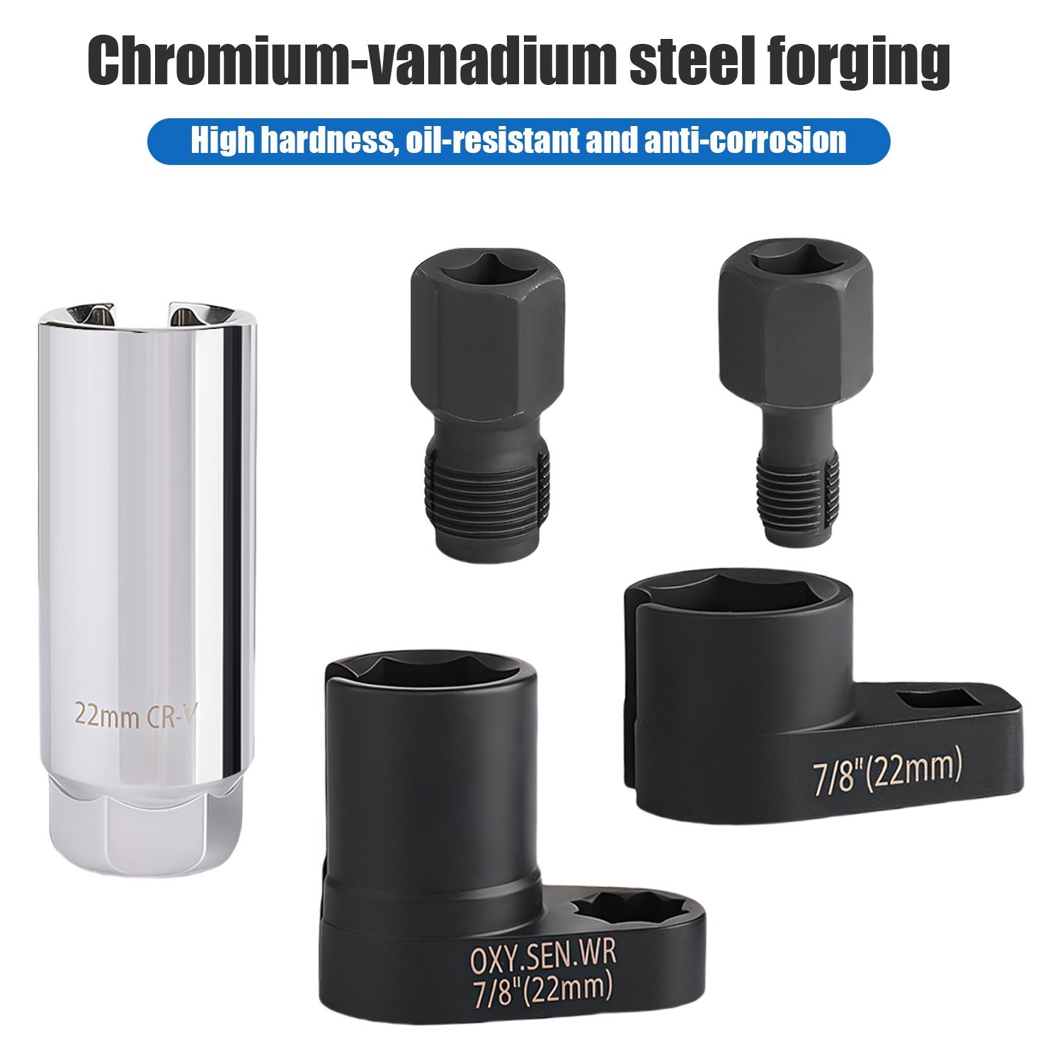5PCS Offset O2 Oxygen Sensor Socket Set Automotive 02 Sensor Wrench Remover Tool