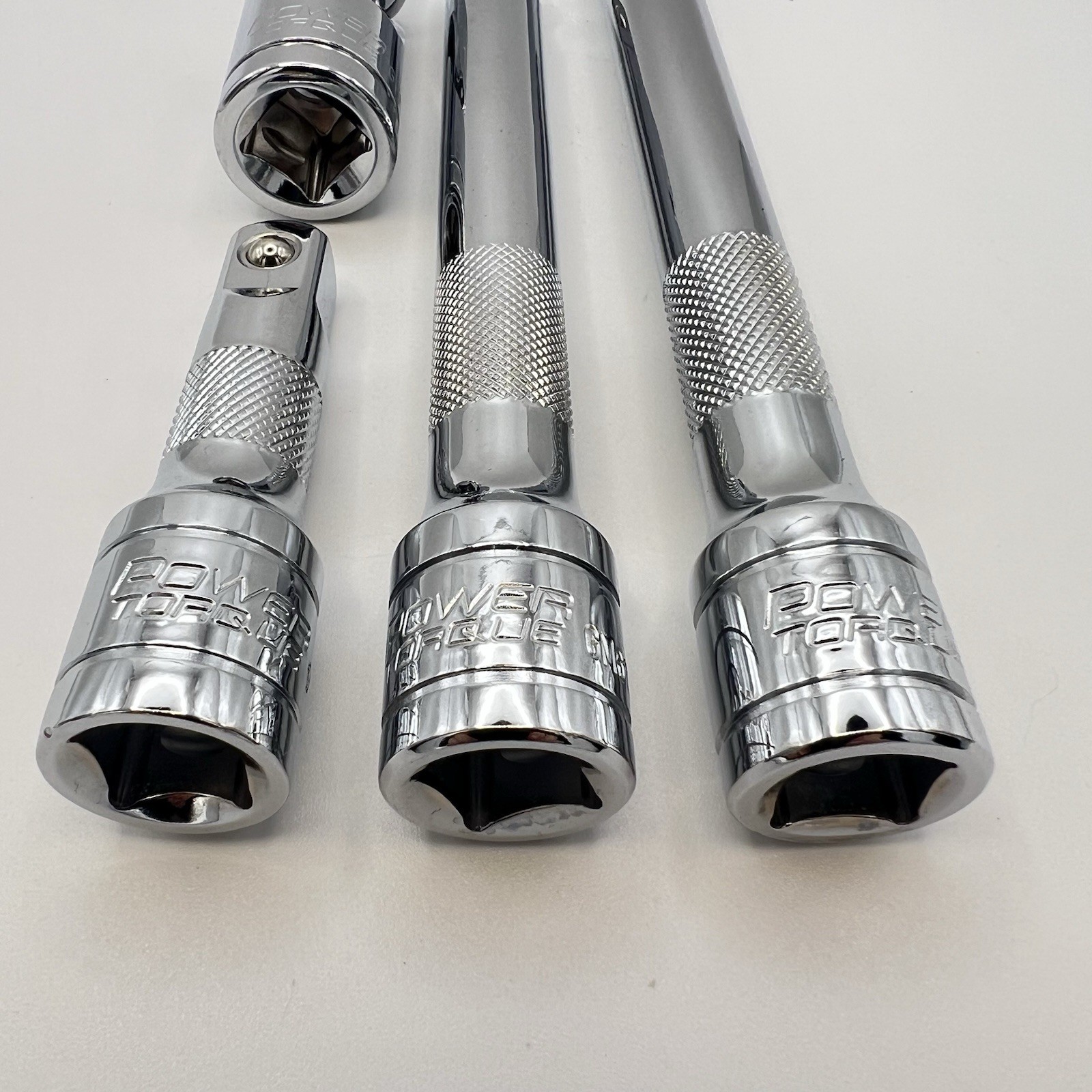 Power Torque 4pc 1/2 Inch Drive Socket Extension Bar Set 3”, 6”, & 10” w/ Swivel