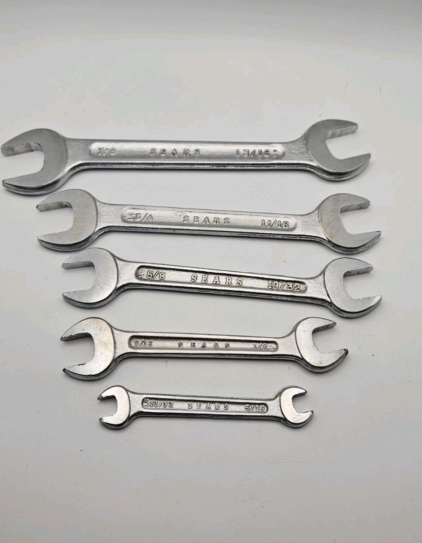 Vintage Sears 5pc Open End Both Ends Wrench Set Made In The USA SAE Clean Set!