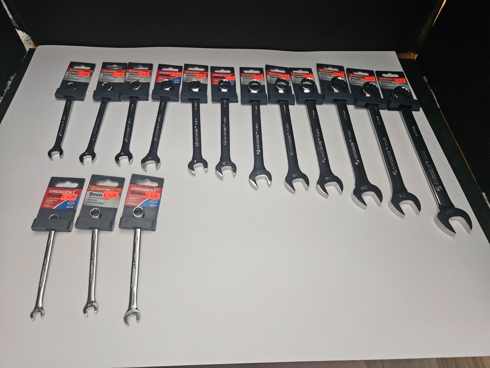 CRESCENT #CCW SERIES 15 PC METRIC 12 PT COMBINATION WRENCH SET 7MM-9MM 11MM-22MM