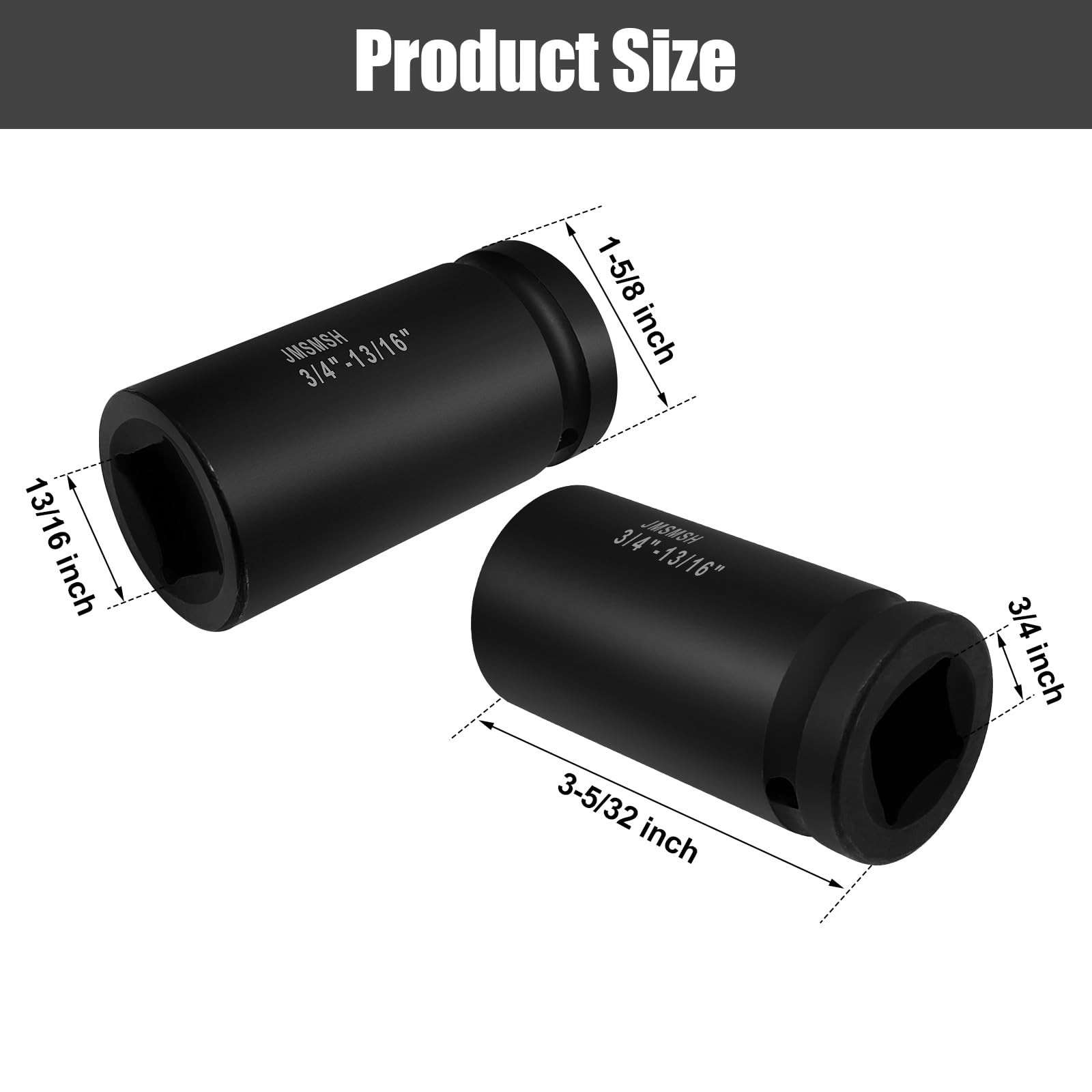 4-Point Square Socket 13/16 Inch, 3/4″ Drive, Durable Cr-Mo Alloy Steel Tool