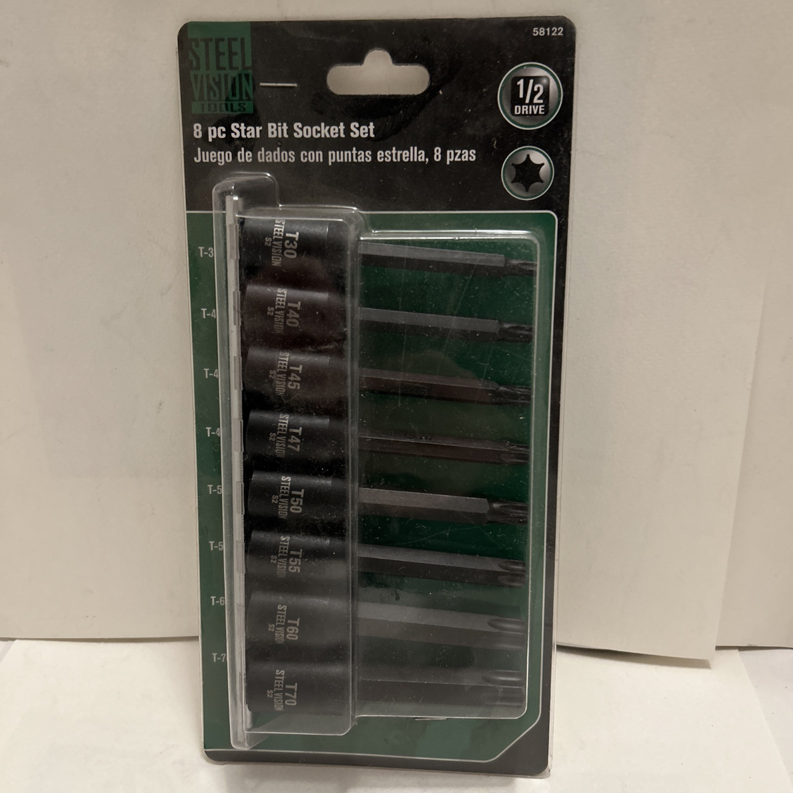 Steel Vision 58122 8pc Star Bit Socket Set 1/2″ Drive, T30-T70