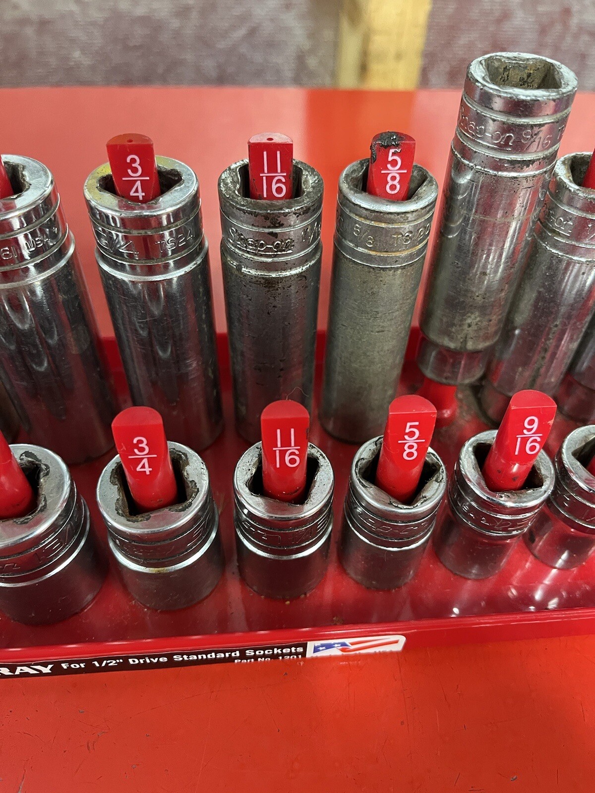 Snap-on Tools USA 28pc 1/2″ Drive SAE Chrome 6pt Shallow & Deep TS