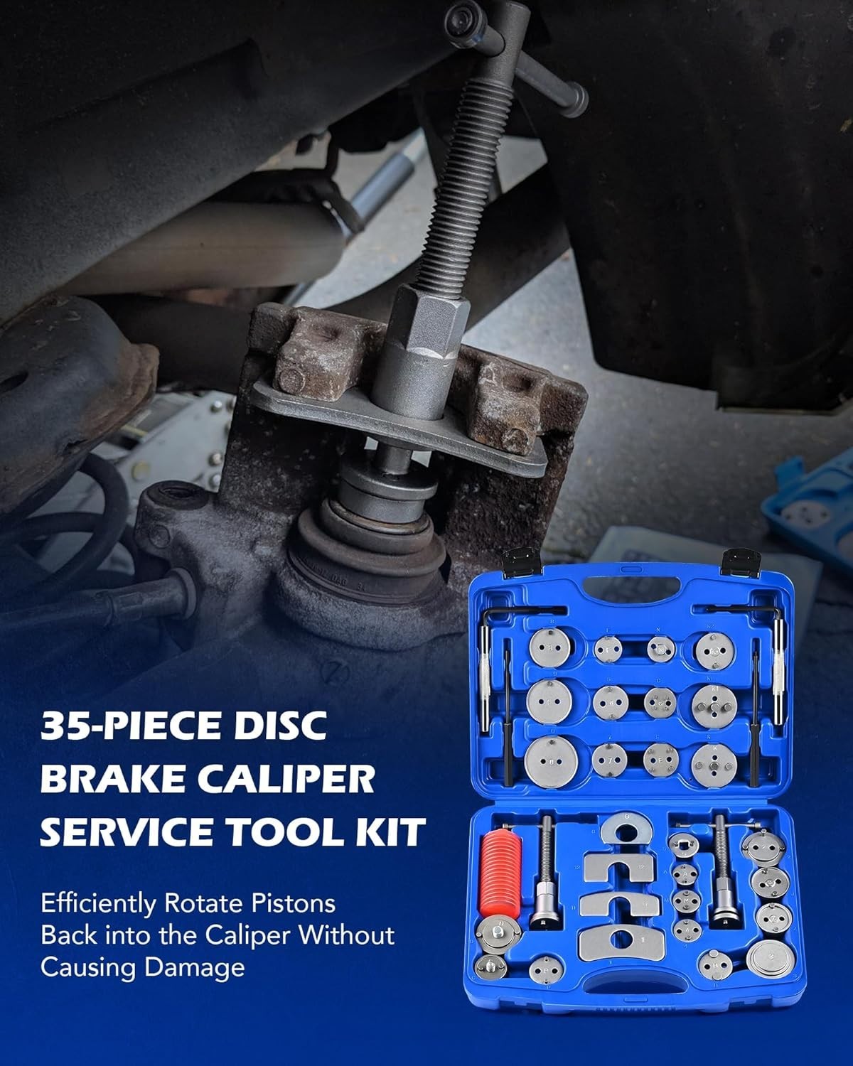 35-Piece Heavy-Duty Brake Caliper Tool Kit – Fits Most Vehicles Effortlessly