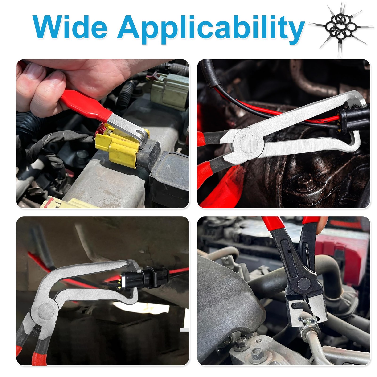 5PCS Electrical Disconnect Pliers Set, Automotive Red