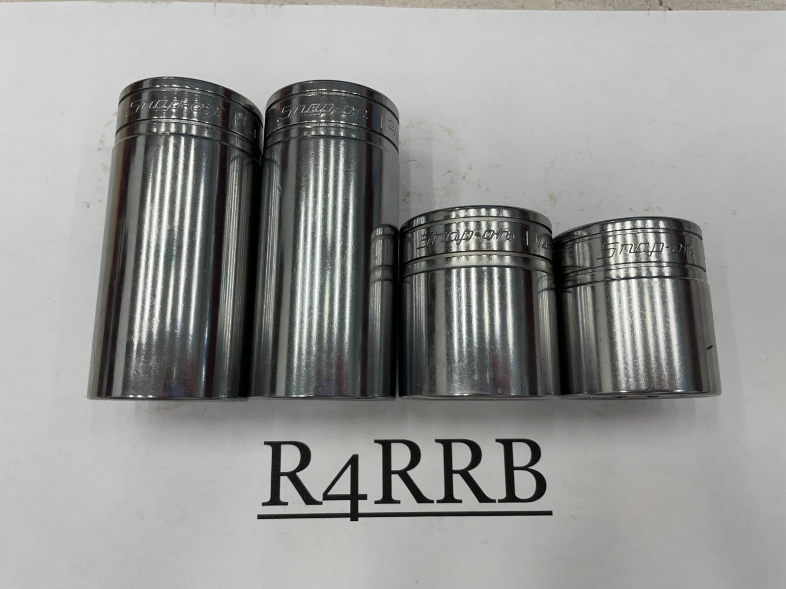 Snap-on Tools USA 4pc NEW 1/2″ Drive SAE 12 Point Shallow Chrome Socket Lot Set