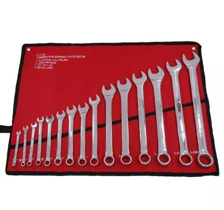 15PC SPANNER SET COMBINATION IMPERIAL AF 1/4 To 1-1/ 4 Open Ended Tool