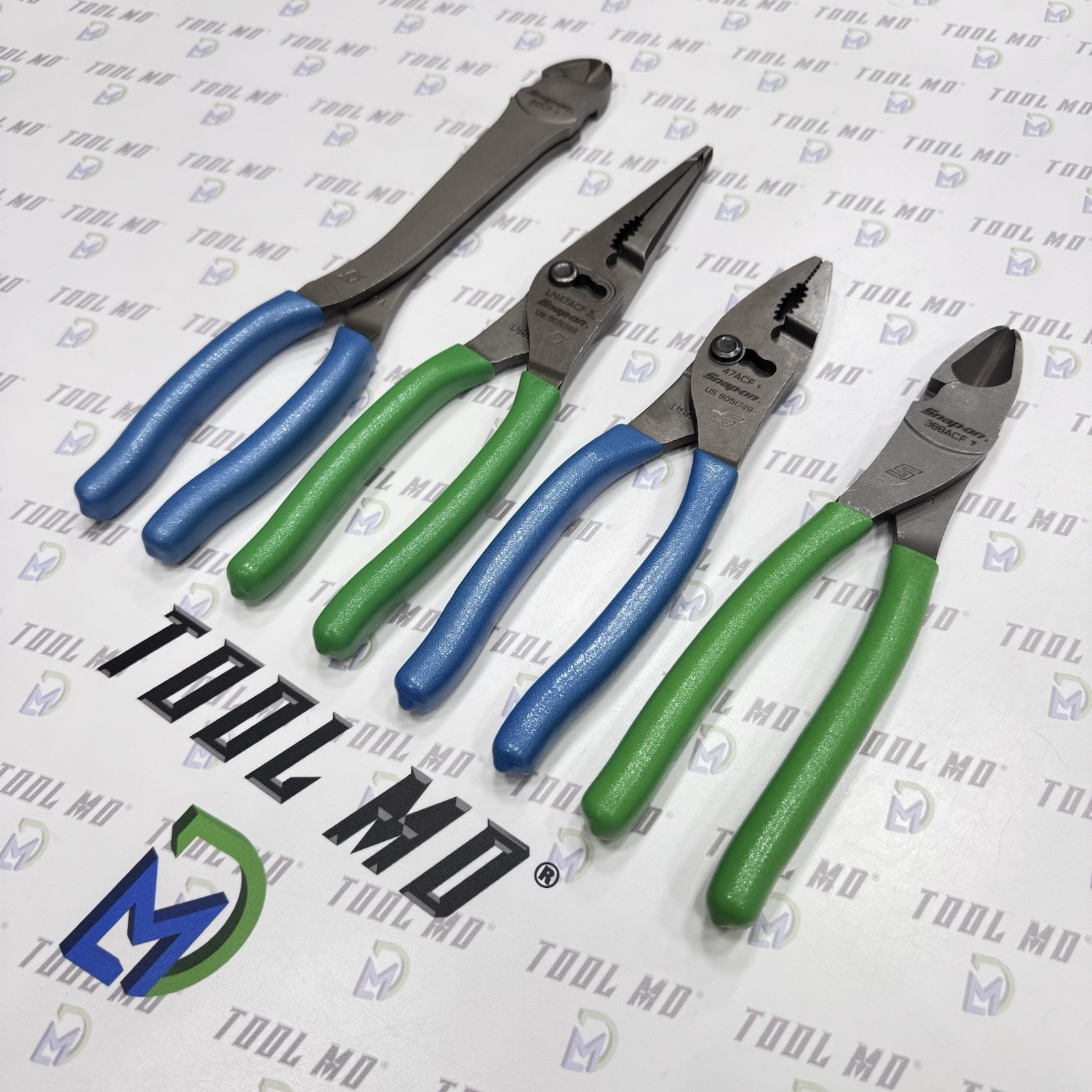 Snap-on Tools USA NEW 4pc PEARL BLUE & GREEN Plier Set w/ To-Go Bag 312CF 47ACF