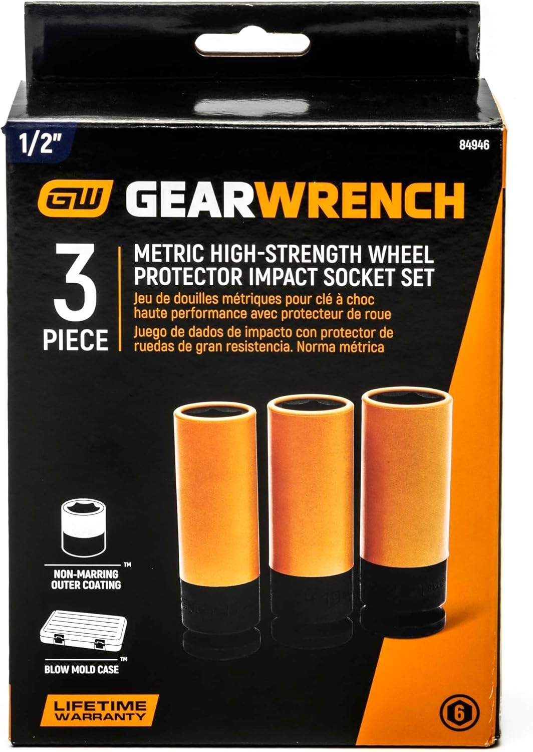 3 Piece 1/2″ Drive High-Strength Wheel Protector Impact Metric Socket Set | 8…