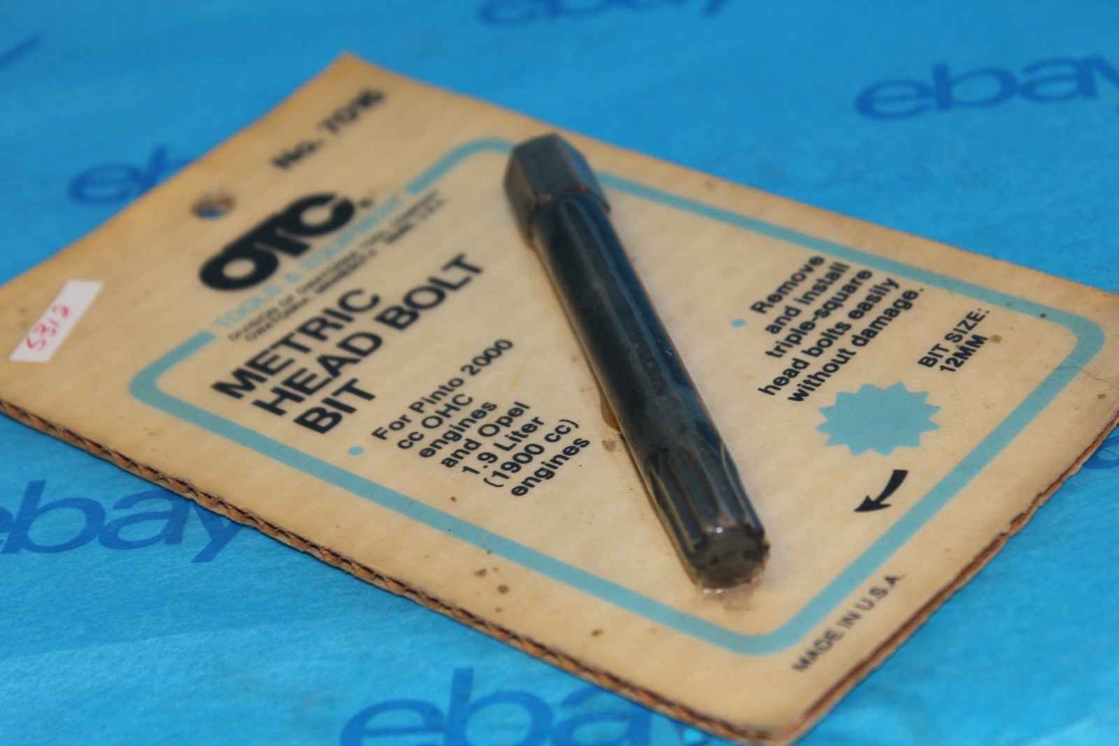 Vintage NOS OTC 7016 Tripple Square Metric Head Bolt Bit Pinto Opel 1900CC 2000C