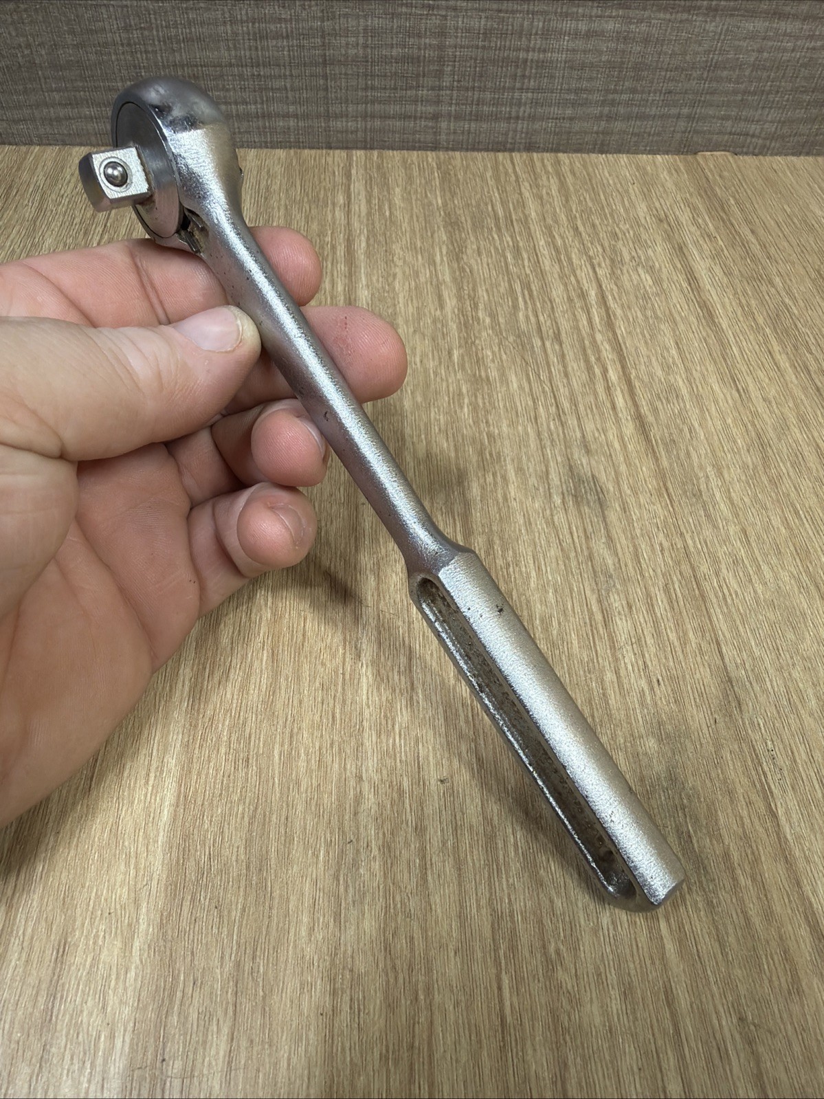 Vintage Crescent 3/8″ Drive 7.5″ Long Socket Ratchet Model LT70 Made USA Used