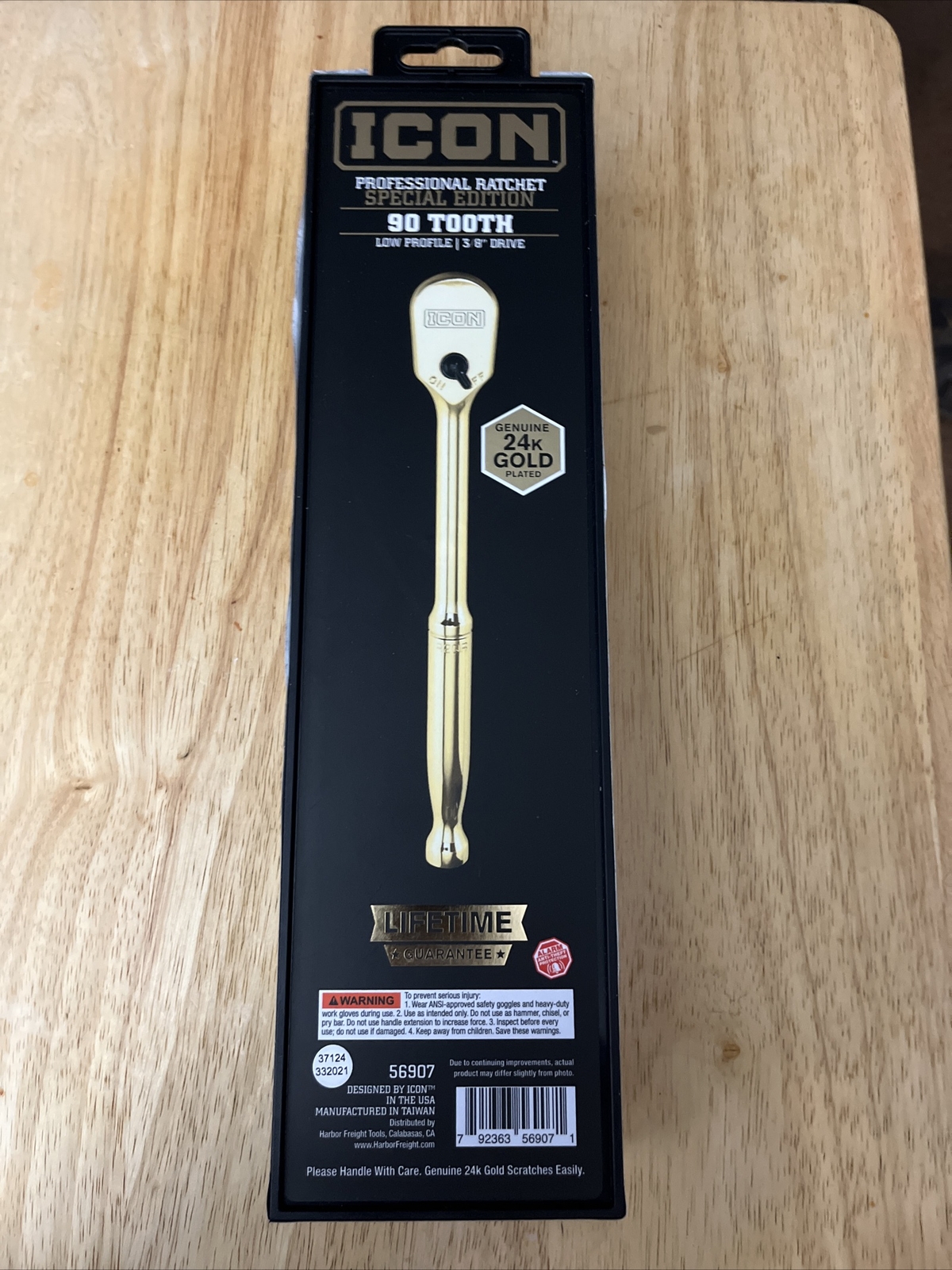 ICON GENUINE 24K GOLD PLATED PROFESSIONAL RATCHET SPECIAL EDITION 90 TOOTH 3/8»