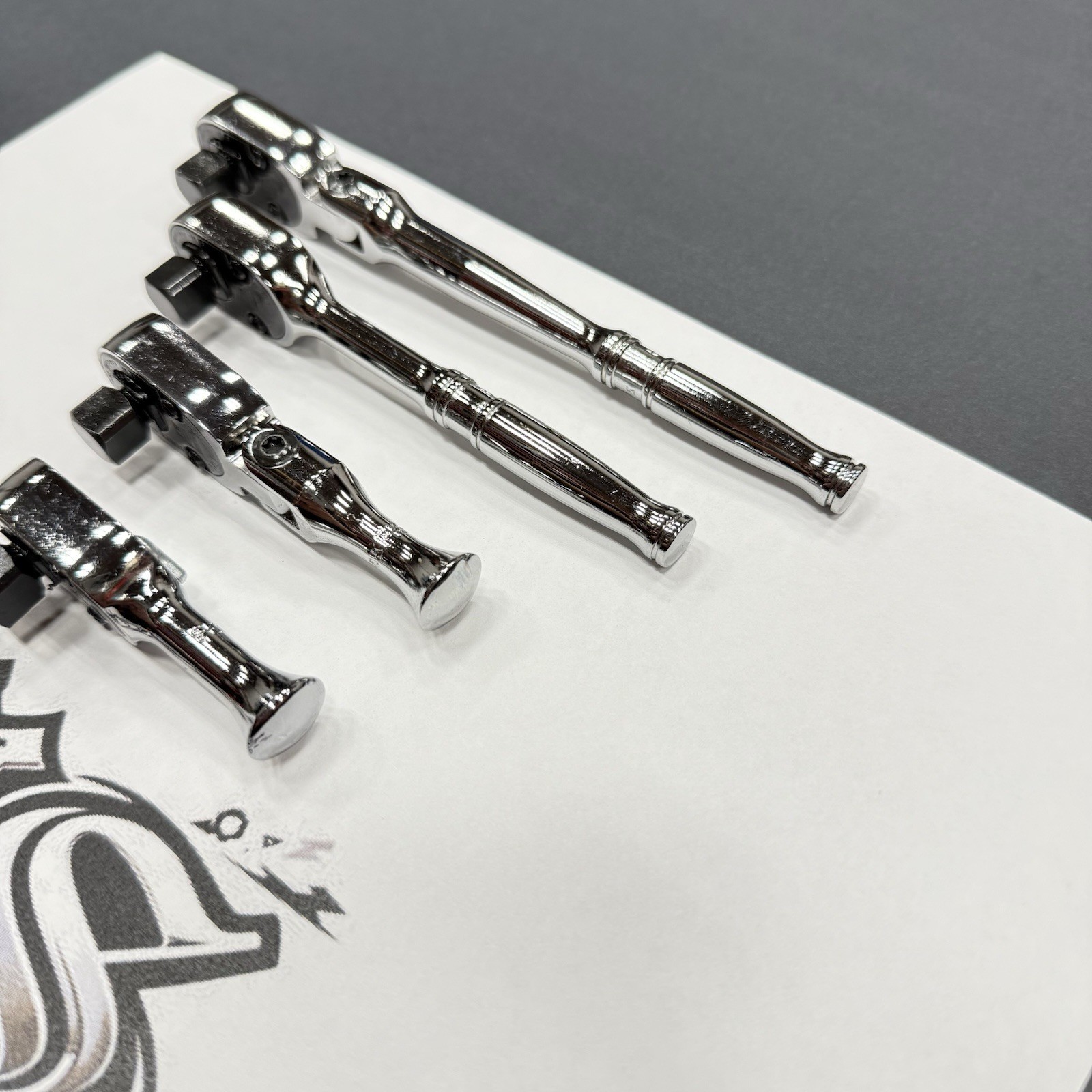 Snap-on Tools USA 4pc 3/8″ Drive Chrome Handle COMPACT Body Ratchet Set FKC72
