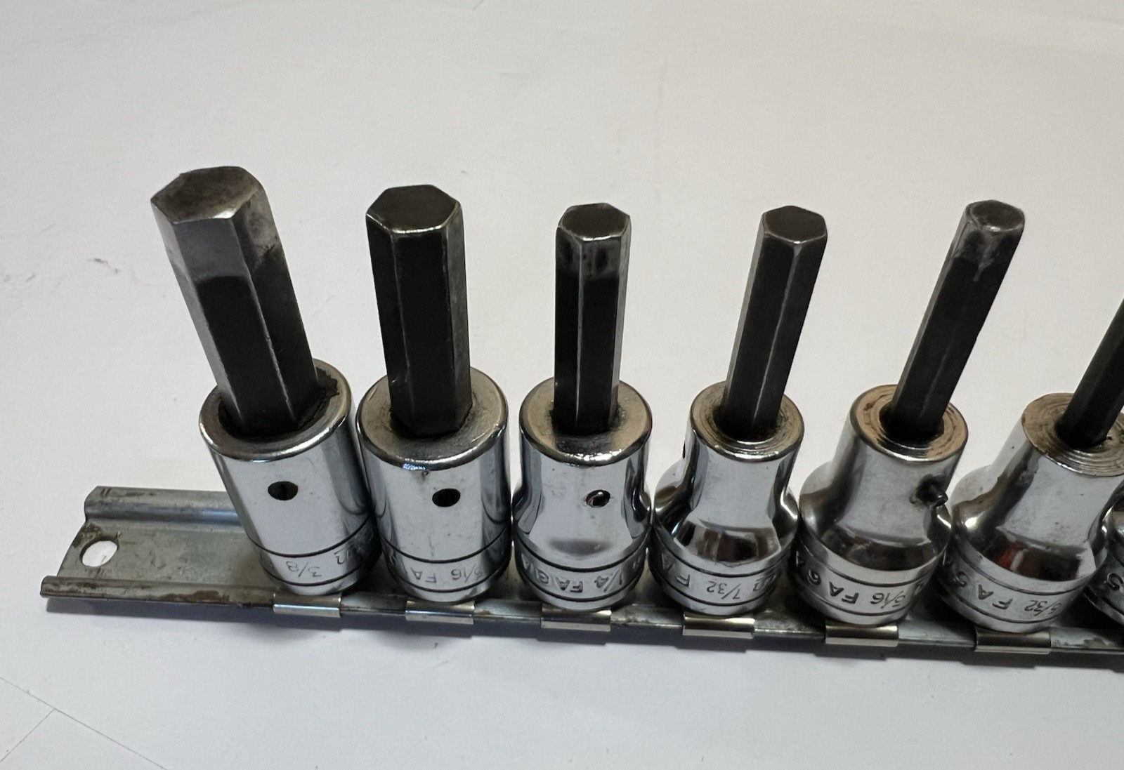 Snap On 208FAY SAE 3/8 Drive Hex Bit Socket Driver Set 8 pc 1/8 – 3/8 USA