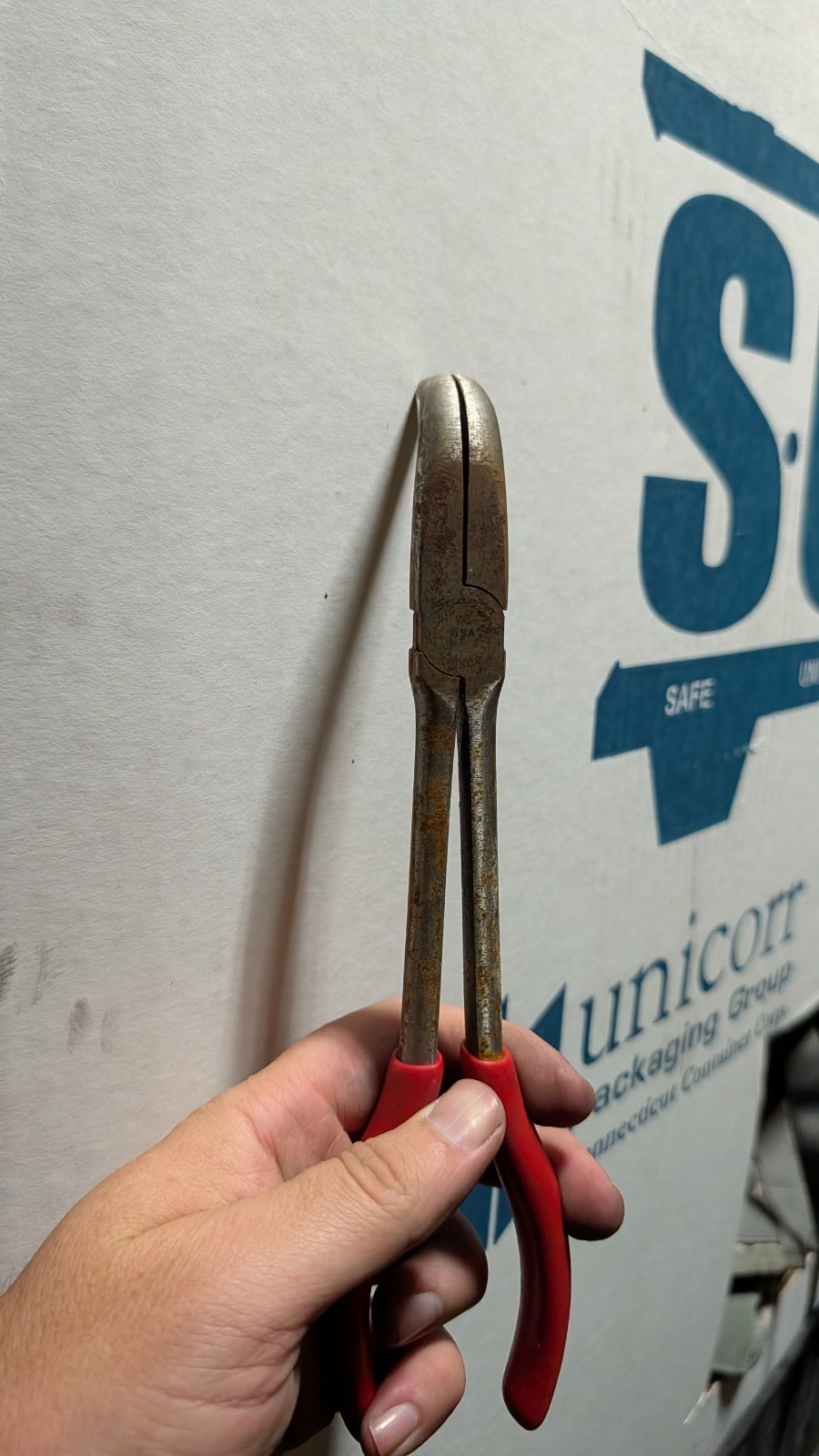 Snap On Tools USA 490BCP 10”Long 90 Degree Needle Nose Red Soft Grip Pliers USA