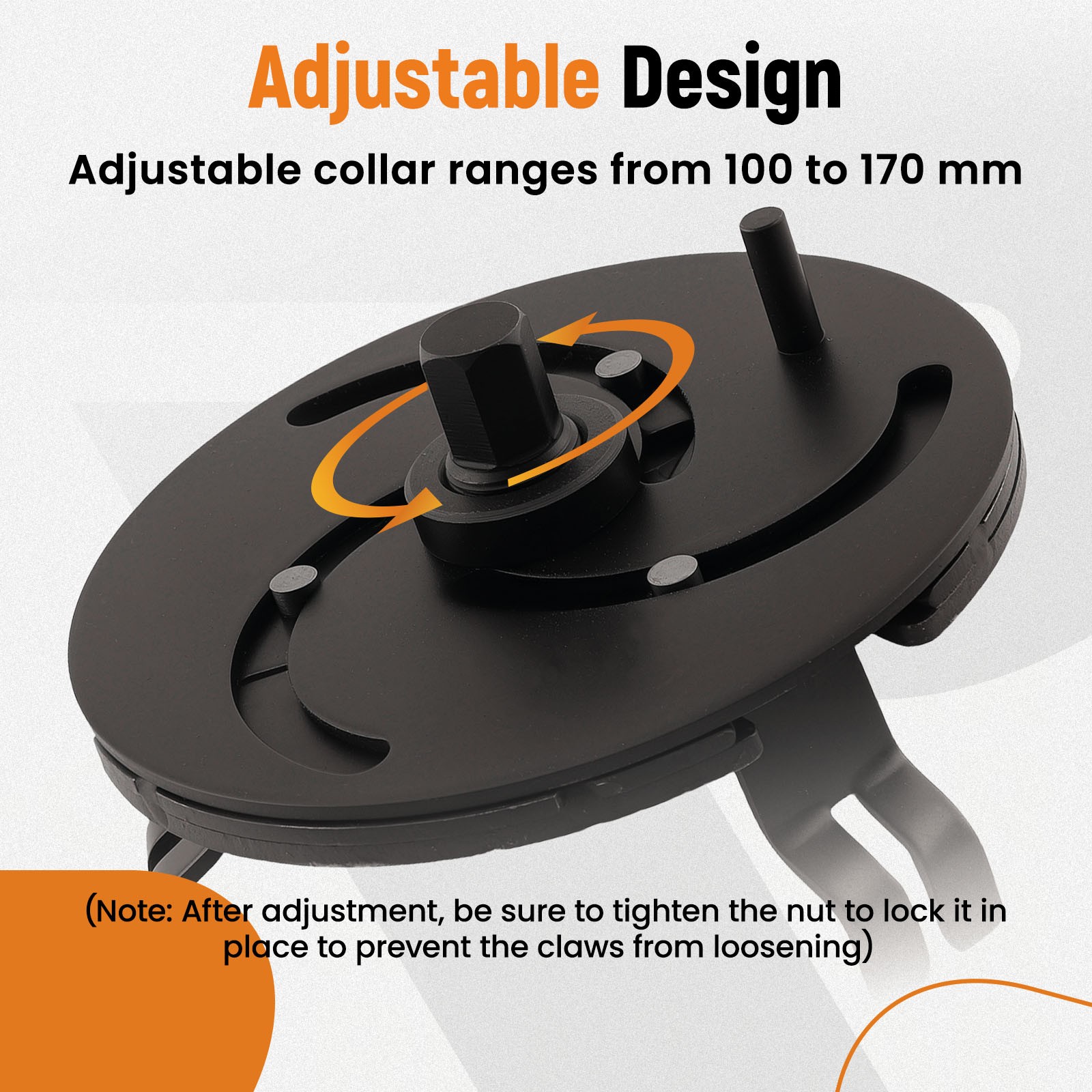 Adjustable 3-Jaw Fuel Tank Tool for Car Fuel Gauge Ring 100-170mm Steel