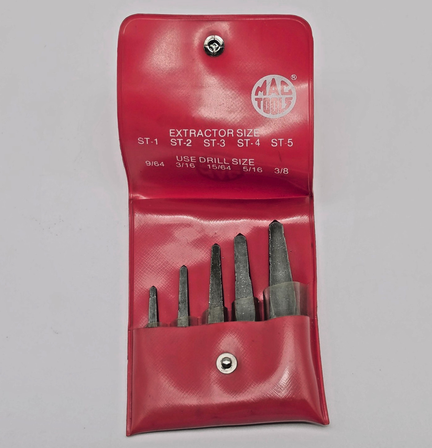 MAC Tools 5663ES 5 Piece Screw Extractor Set Size 1-5 Made in USA