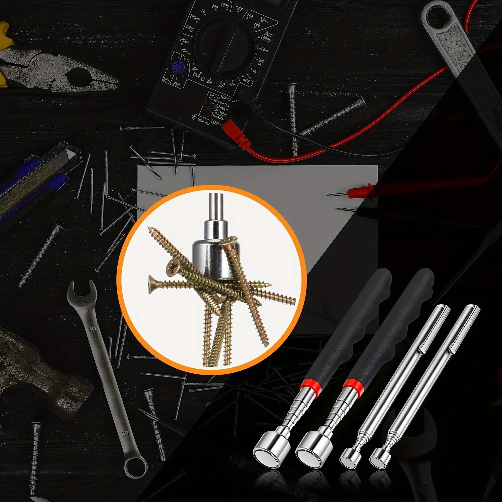 Telescopic Magnetic Pick Up Tool Long Reach Magnet Extendable Extending 3lb Pen