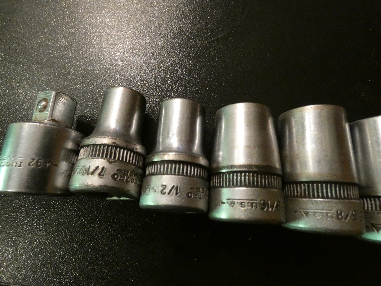 Indestro Super USA 10 pc. 1/2dr. 12pt. Socket Set 7/16-1″ + 1/2 to 3/8 adapter