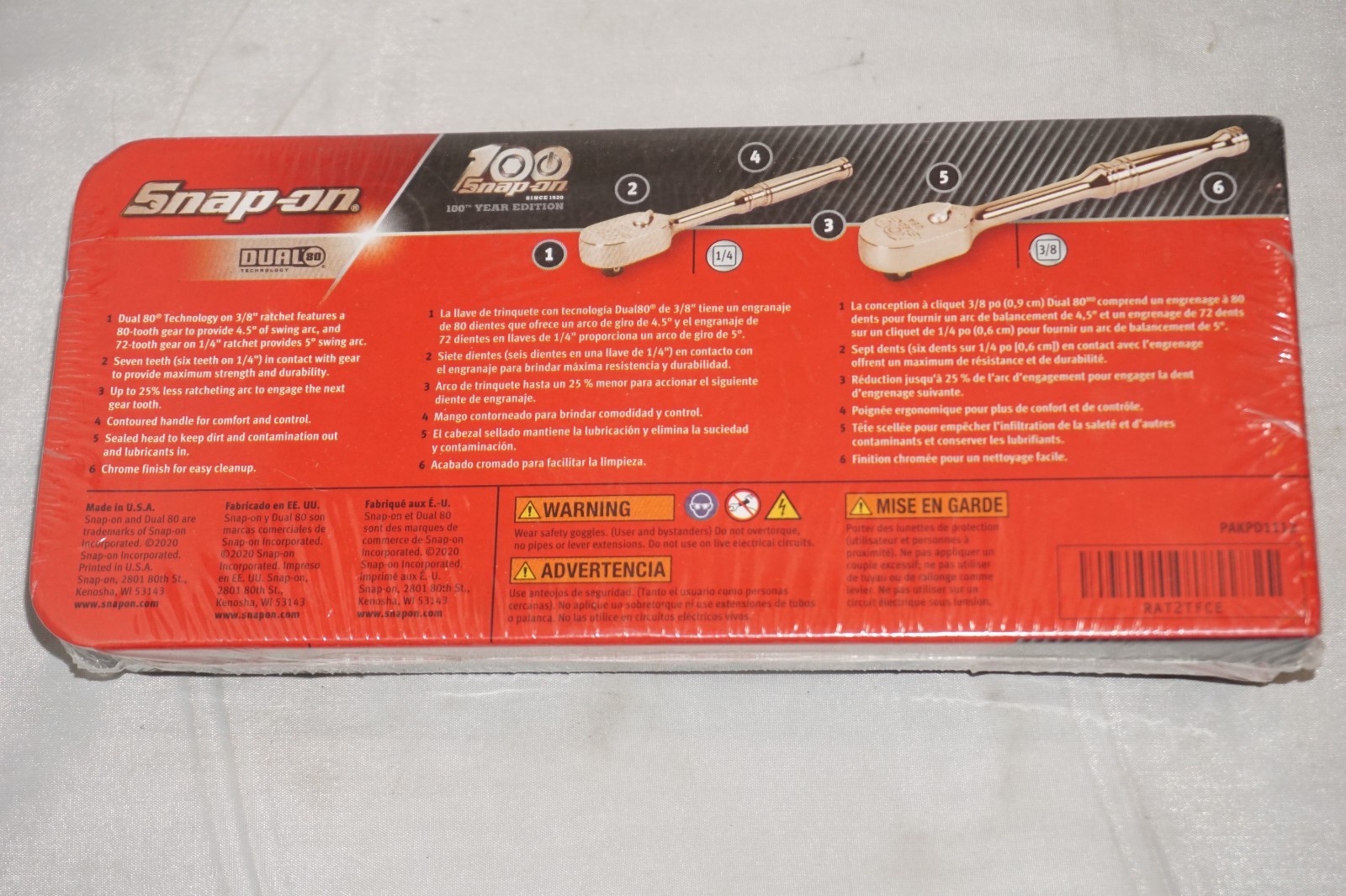 Snap On 100th 2 pc Standard Handle Ratchet Set 1/4″ 3/8″ RAT2TFCE NEW Sealed