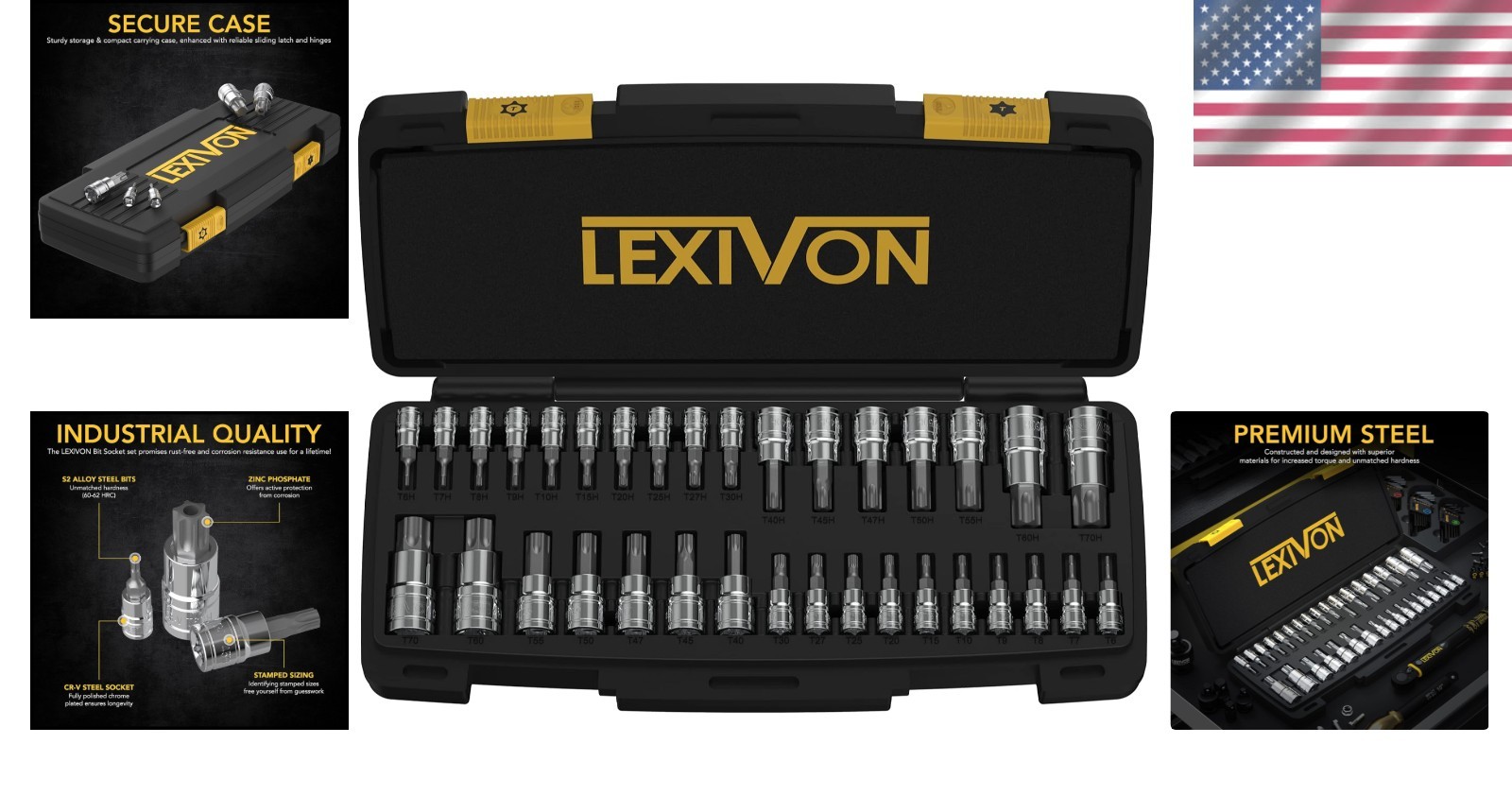 Master Torx Bit Socket Set 34-Piece S2 Alloy Steel Tamper Proof Chrome Vanadium