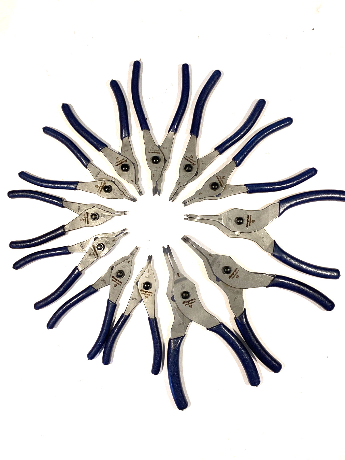 Snap on NEW 12 Piece Push Button Convertible Retainer Ring Pliers Set SRPCR112