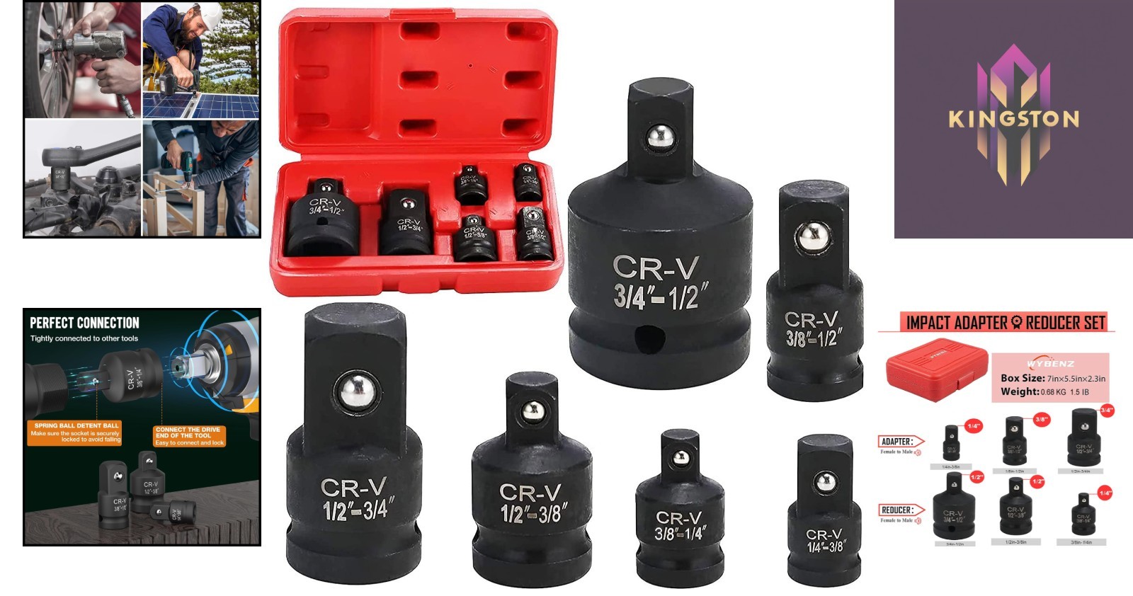 6-Piece Impact Socket Adapter Set for Ultimate Mechanic Precision