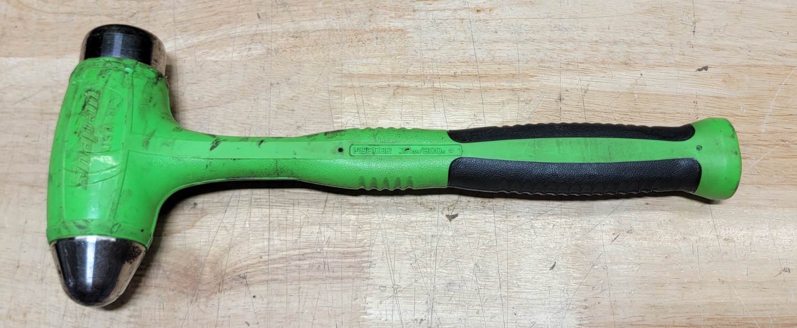 SNAP-ON HBBD32, 32oz Ball Peen Soft Grip Dead Blow Hammer Green USA MADE SNAPON