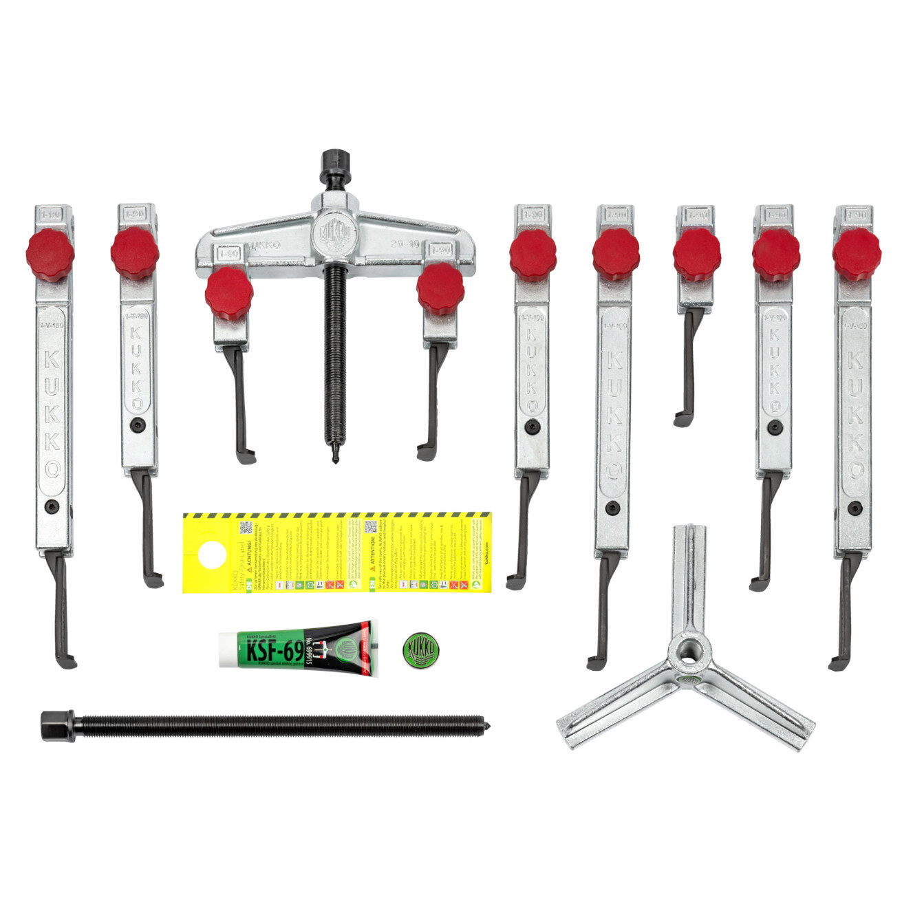Kukko 25mm – 130mm 2 & 3 Arm Bearing Puller Set (Quick Adjust & xNarrow Jaws)