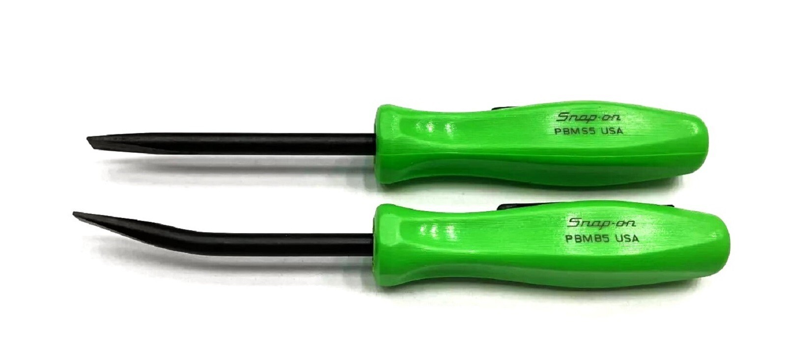 *NEW* Snap-On POCKET PRY BAR SET ~ GREEN HARD HANDLES, PBMB5G & PBMS5G – 5″ LONG