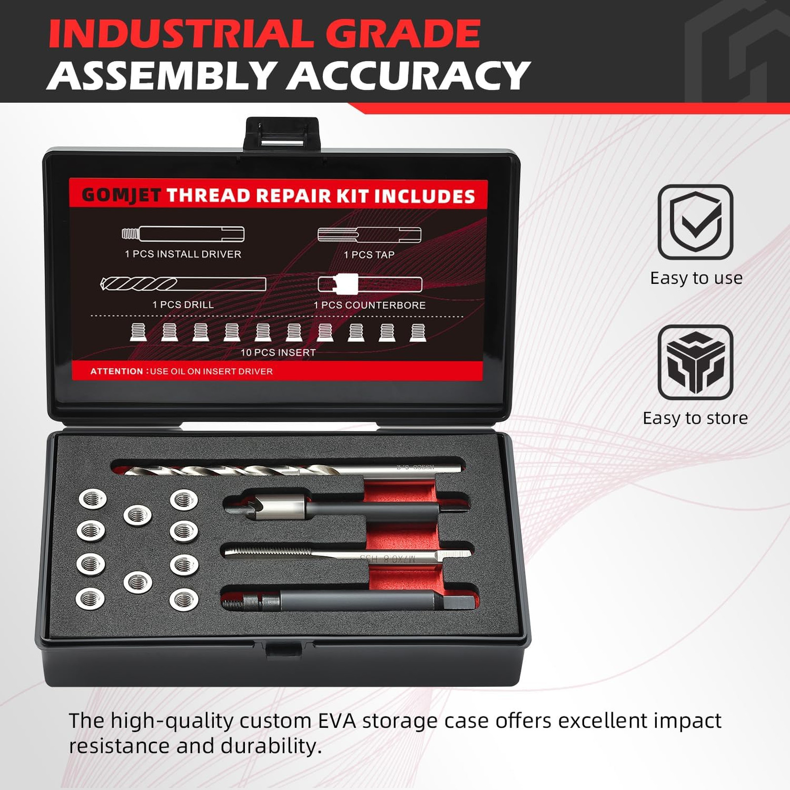 M5X0.8 Metric Thread Repair Kit Stainless Steel Insert Repair Set Auto Parts