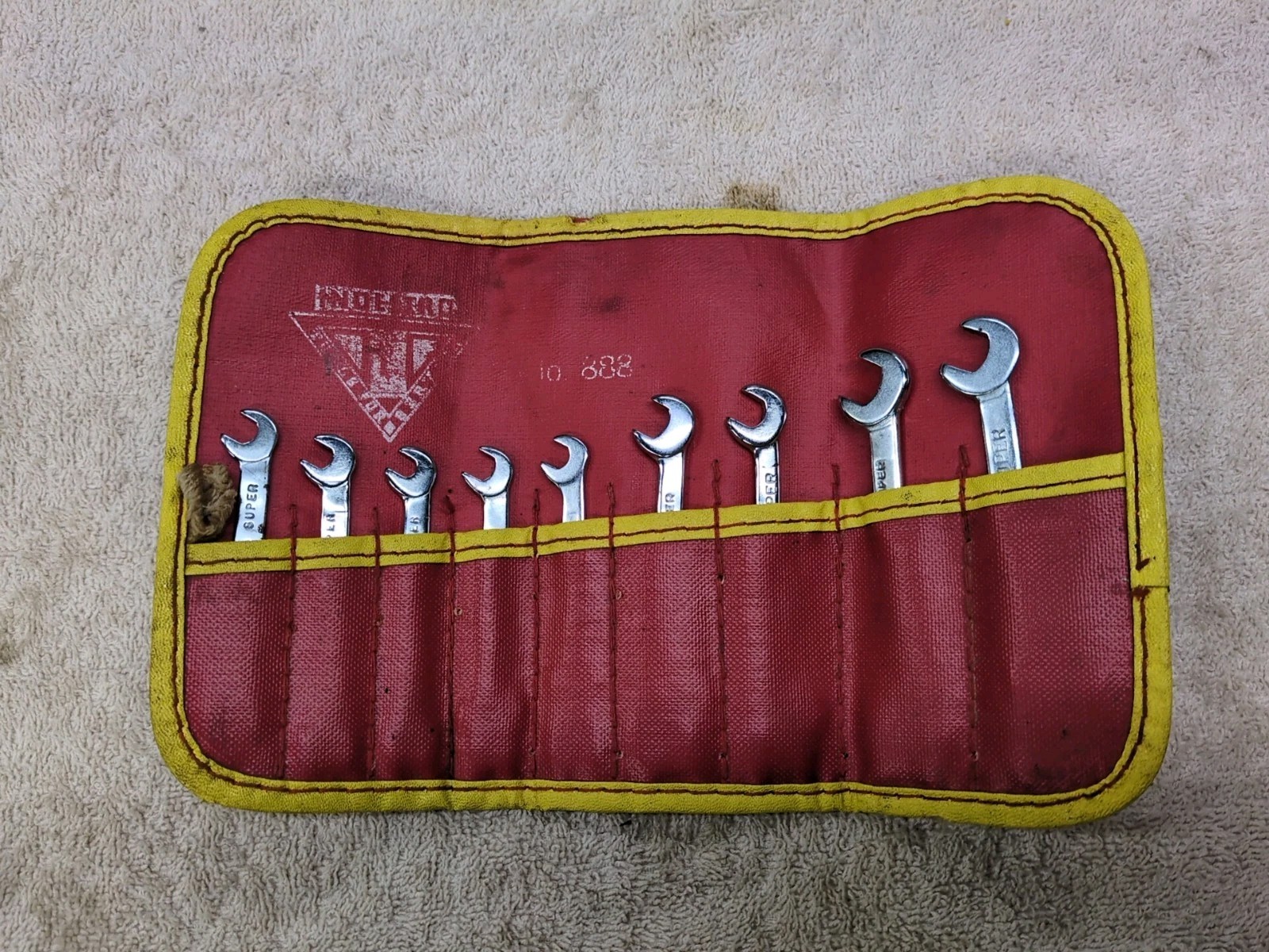 Indestro Super SAE 4 Way Angle Open End Ignition Wrench Set No. 888 Vtg USA