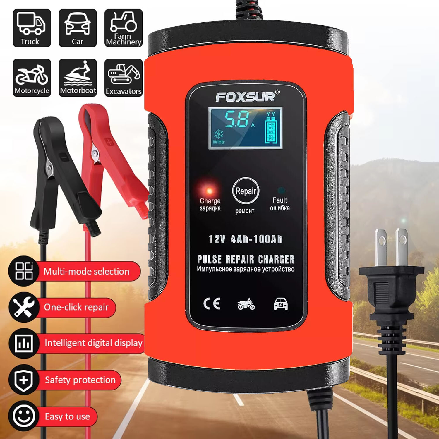 12V Automatic Battery Charger Maintainer Motorcycle Trickle Float ATV For Tender